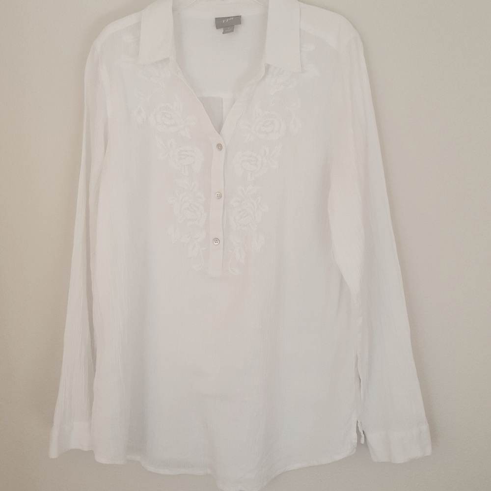 J.Jill white women blouse, size S, O190